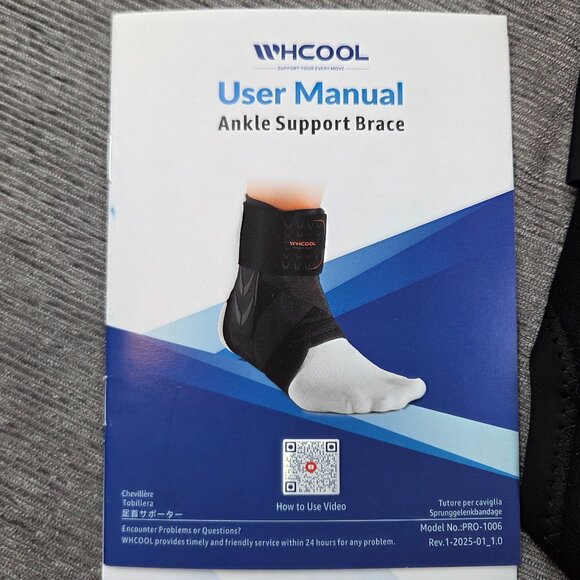 WHCool Ankle Support Brace Size M 12 - 13" Inch Ankle Circumfrance NEW Open Bag - Picture 4 of 5